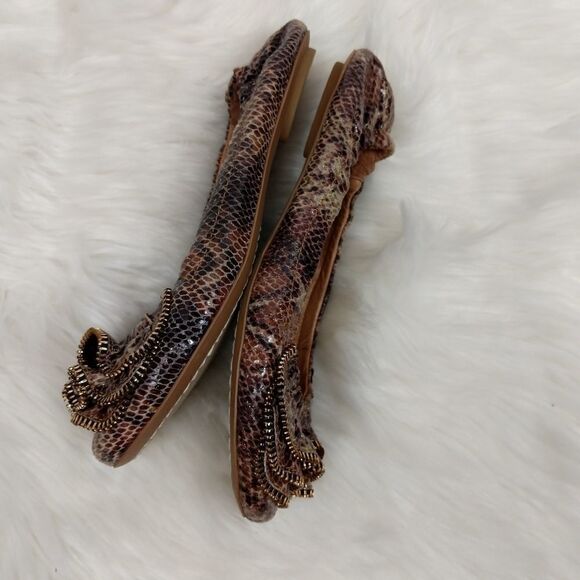 Jeffrey Campbell Flats Brown Python Leather Zipper - Picture 5 of 7